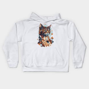 Geometric Cat colorful abstract design Kids Hoodie